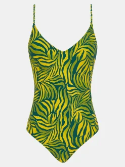 Bh-fri badedragt med bløde skåle - Yellow Jungle