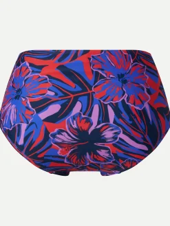 Bikiniunderdel med høj talje - Orange hibiscus