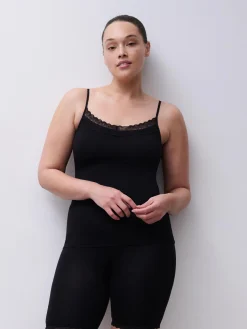 Chemise top - bomuld - Sort