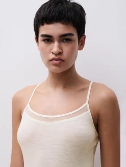 Chemise top - 100% merinould - Ivory