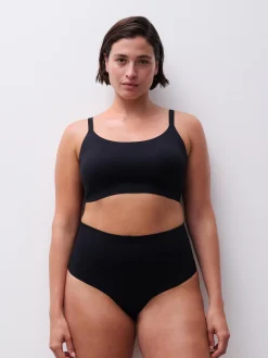 High waist Thong - Sort