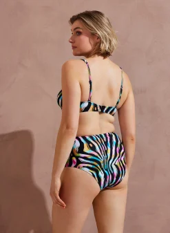 Højtaljet bikinitrusse - Colored zebra