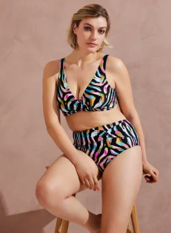 Højtaljet bikinitrusse - Colored zebra