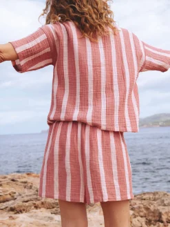 Kortærmet pyjamasæt - Vintage Pink Stripes