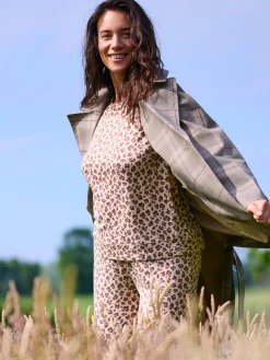 Langærmet pyjamas - Cream Leopard