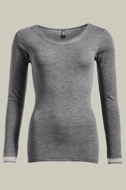 Langærmet undertrøje - 100% merinould - Heather grey