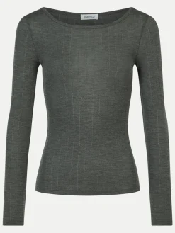 Langærmet undertrøje - merinould og silke - Slate Grey