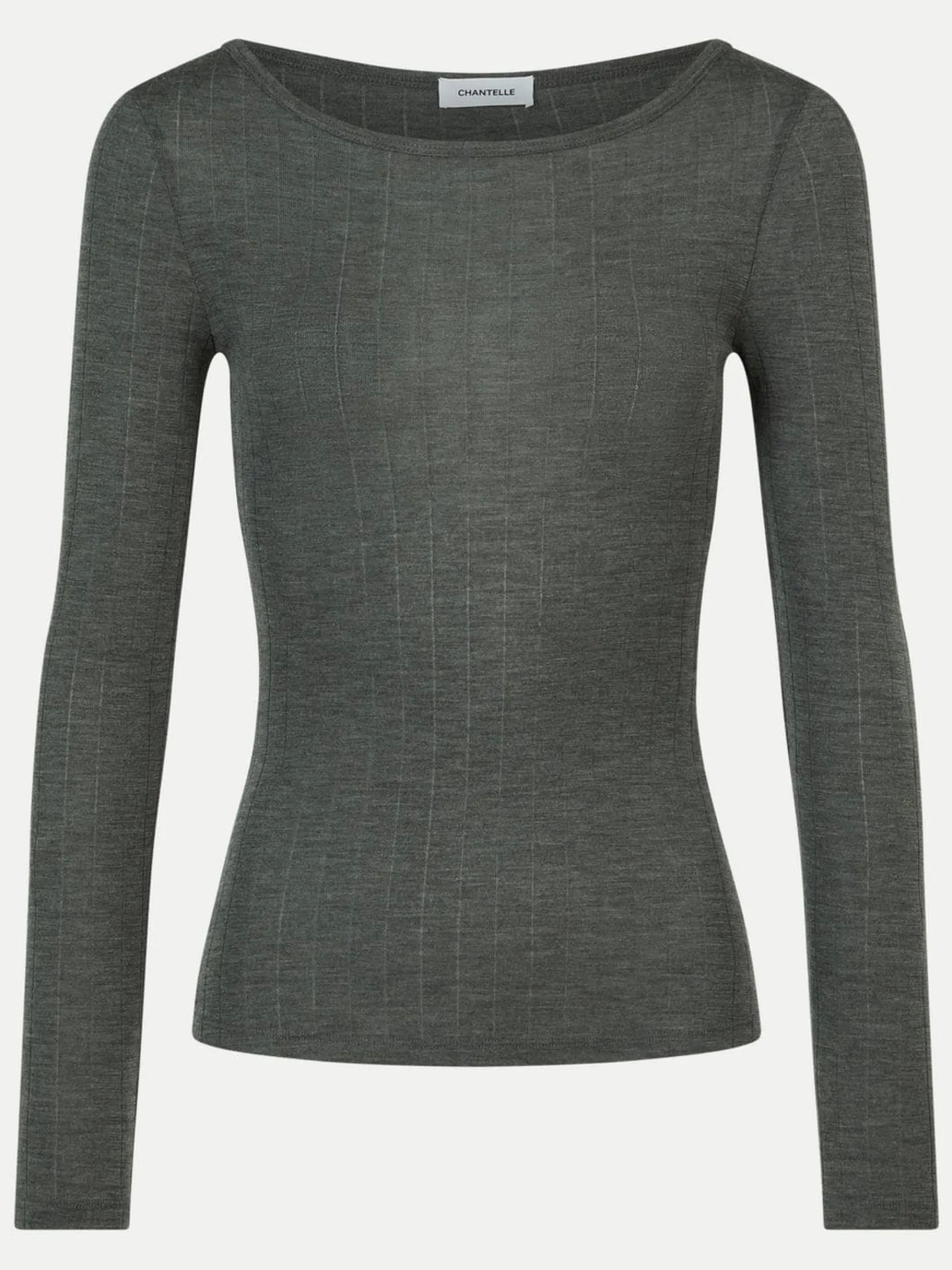 Langærmet undertrøje - merinould og silke - Slate Grey
