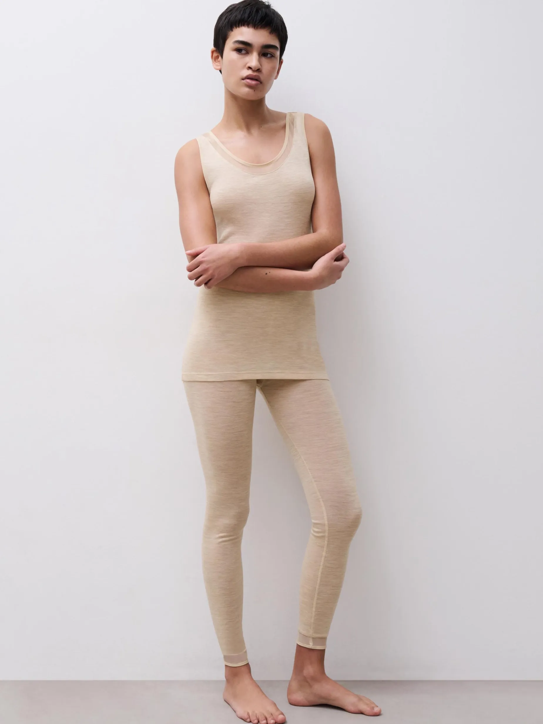 Leggings - 100% merinould - Heather nude