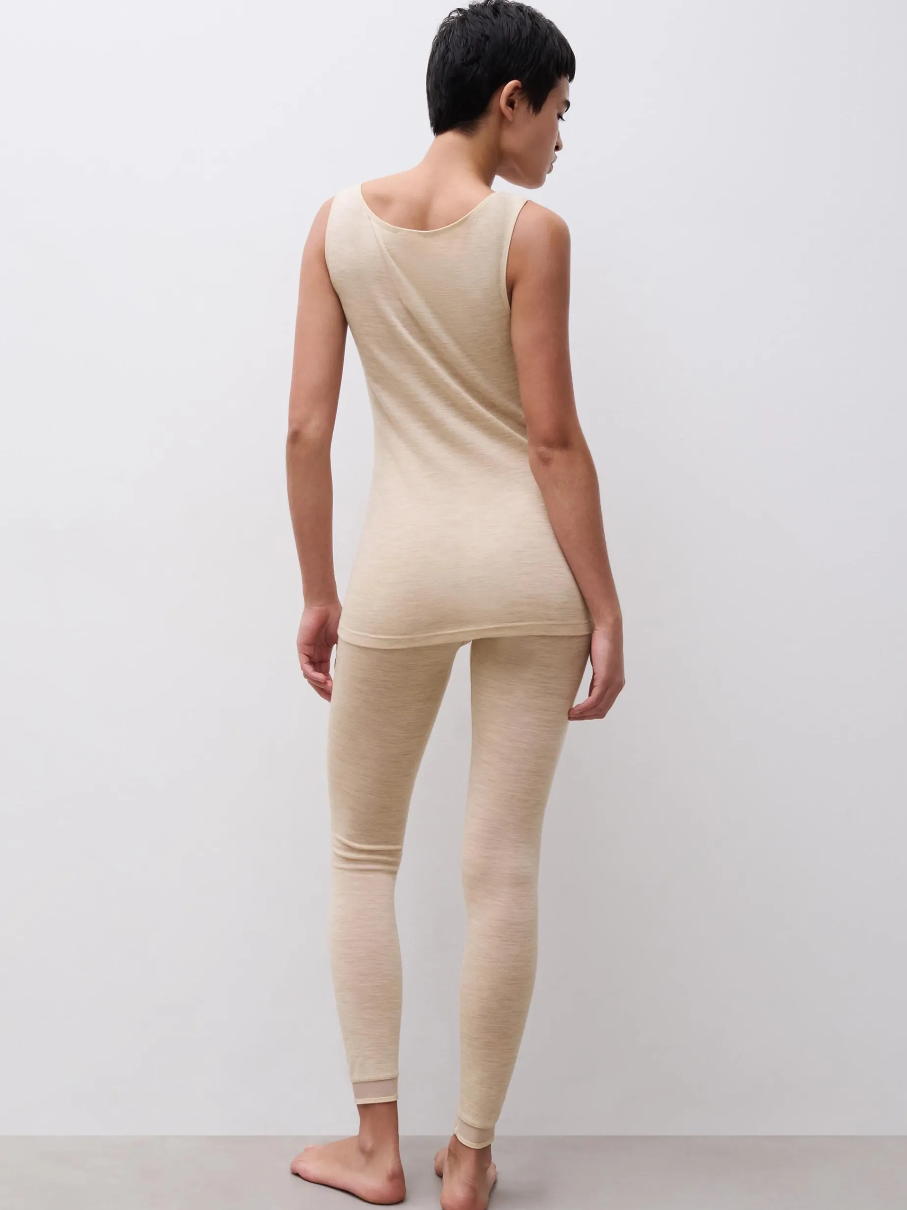Leggings - 100% merinould - Heather nude