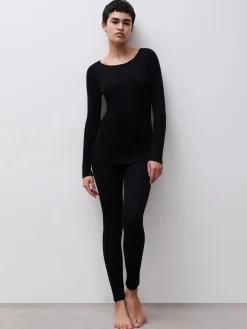 Leggings - merinould og silke - Sort