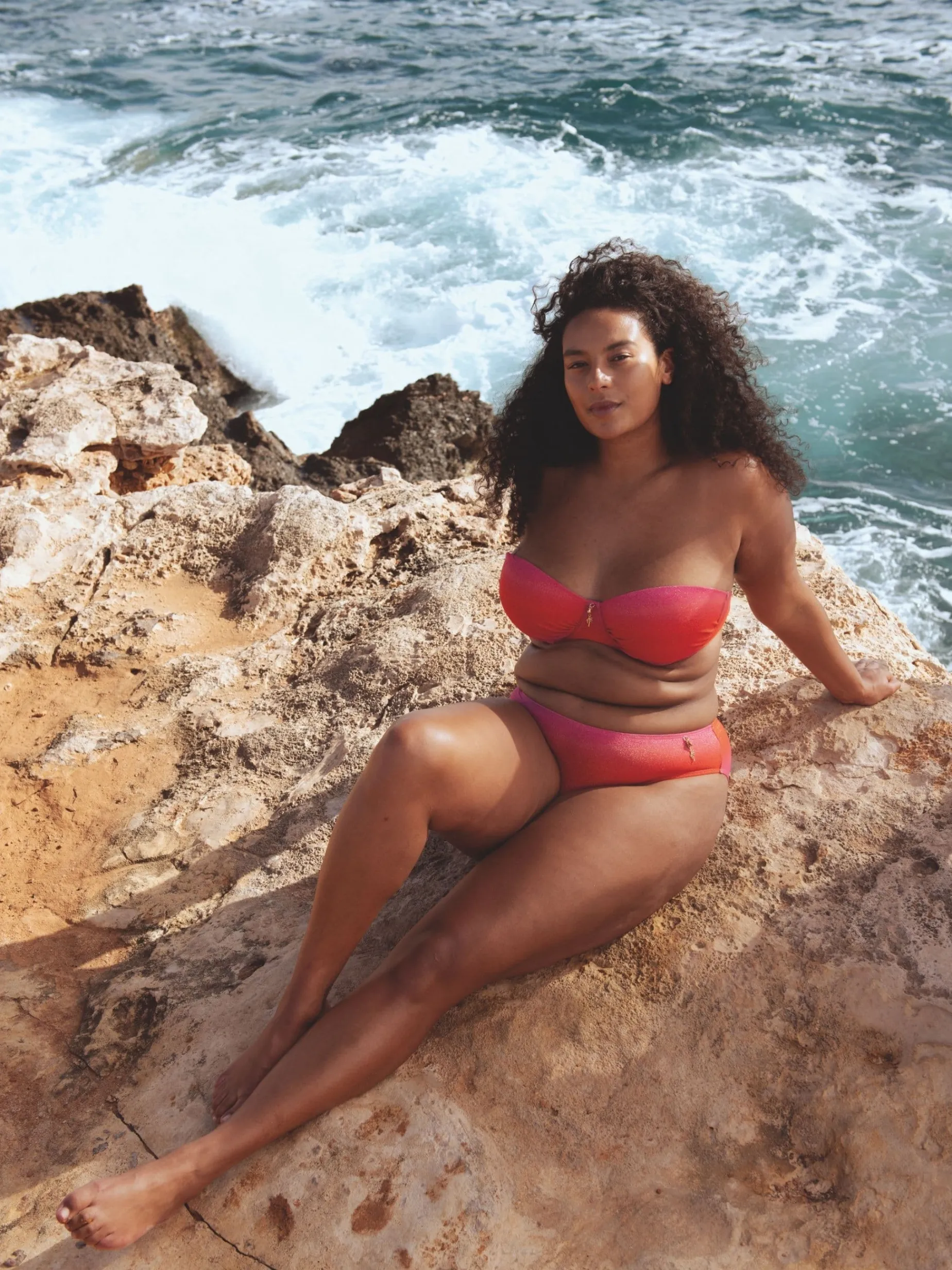 Mid Bikini-underdel - Red pink gradient