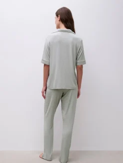 Natbukser - Oil blue / Egret