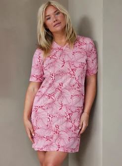 Natkjole - Pink Monstera