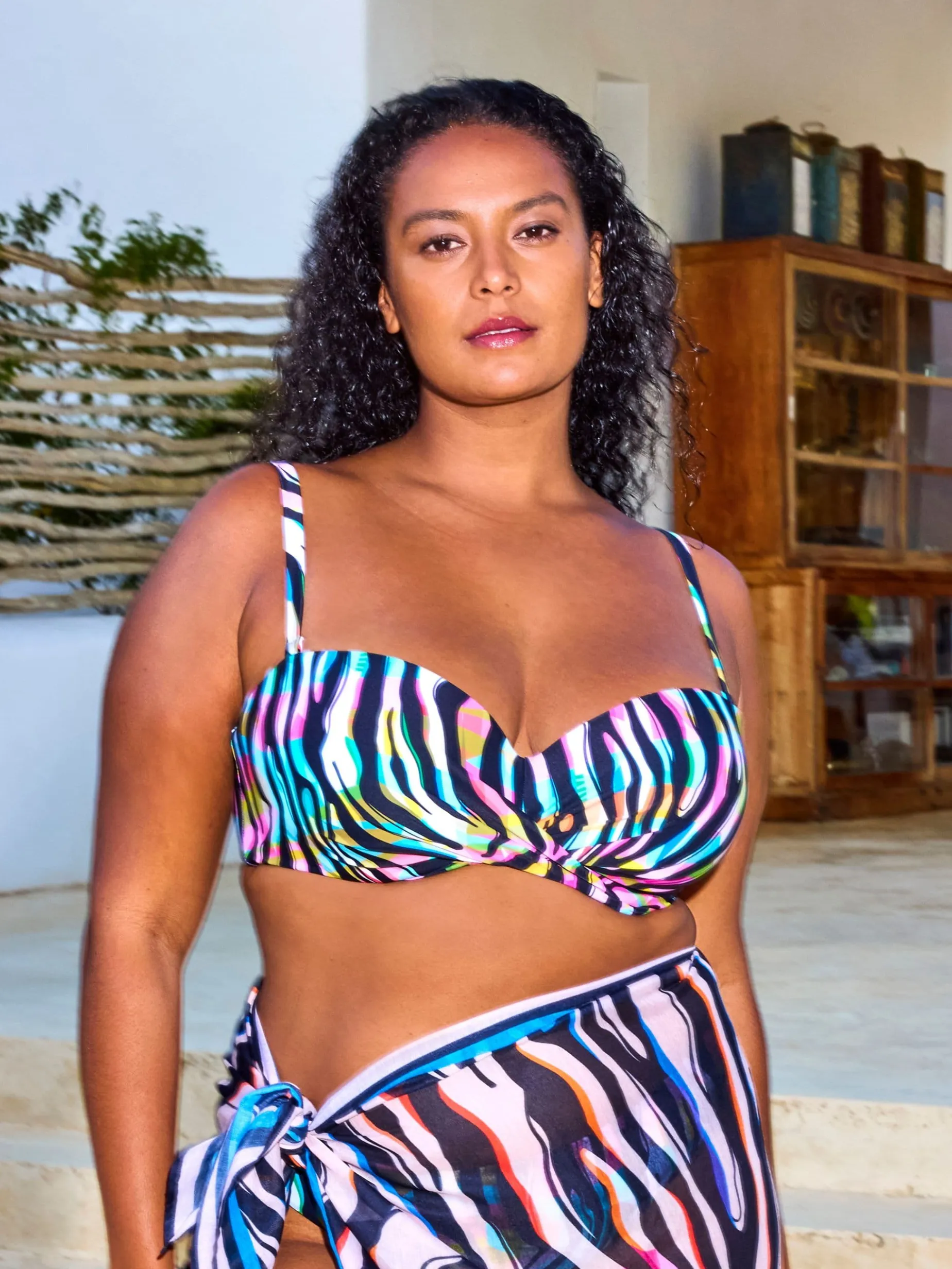 Stropløs bikinitop - Colored zebra