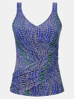 Tankini-top med bløde skåle - Blue snake