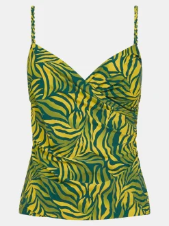 Tankini-top med bløde skåle - Yellow Jungle