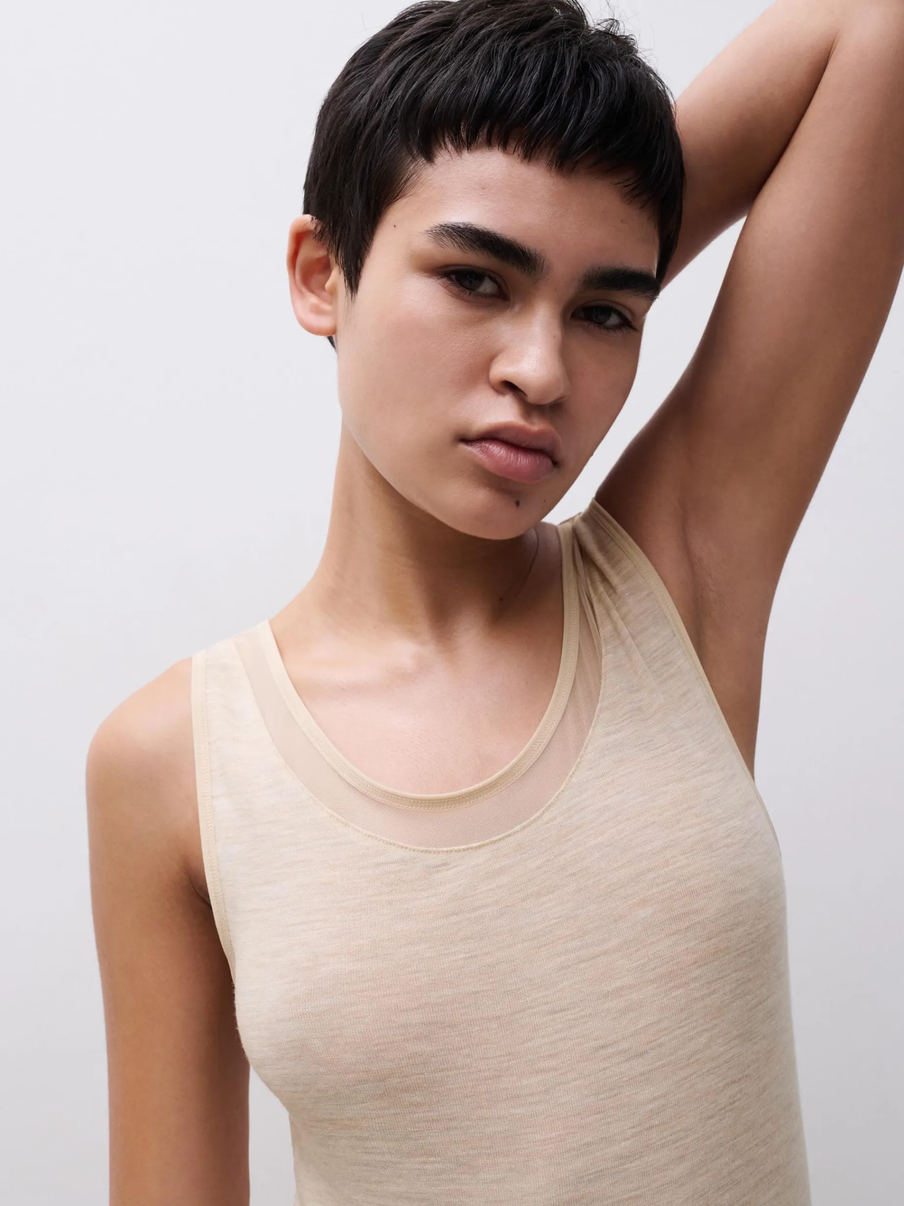 Top -100% merinould - Heather nude