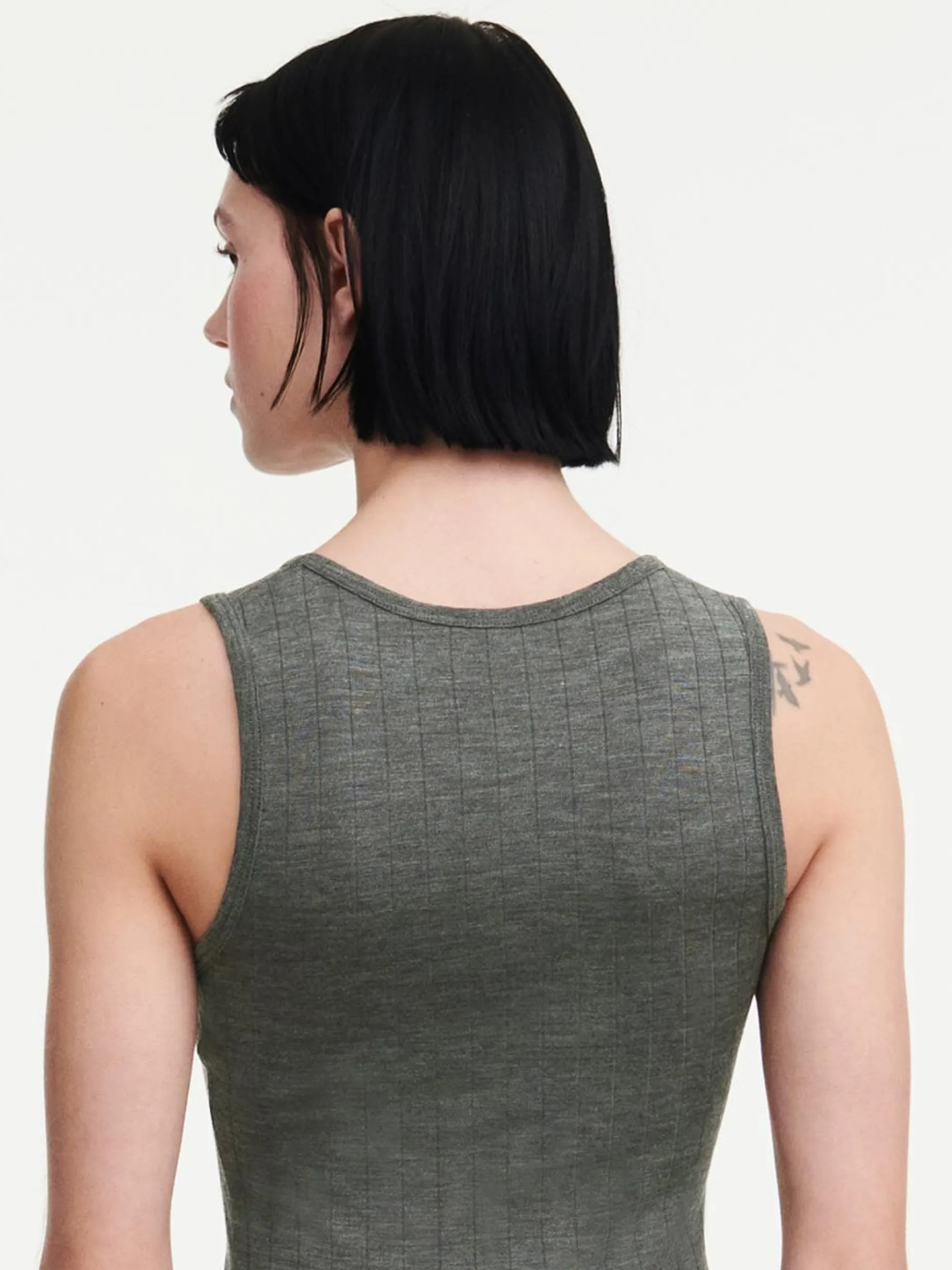 Top - merinould og silke - Slate Grey