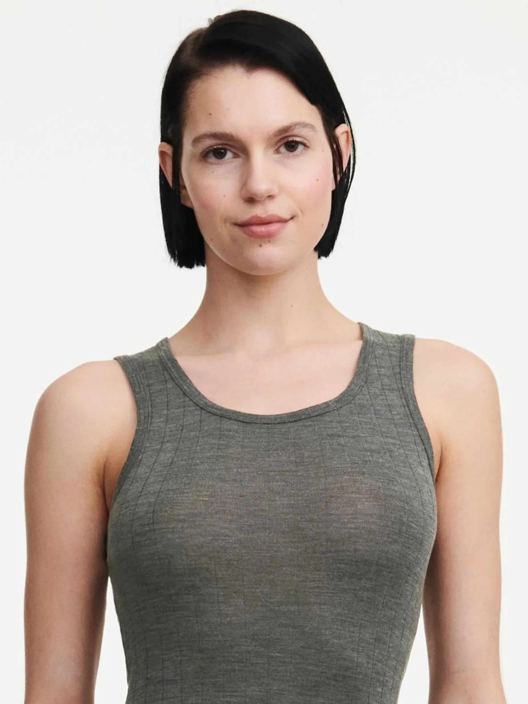 Top - merinould og silke - Slate Grey
